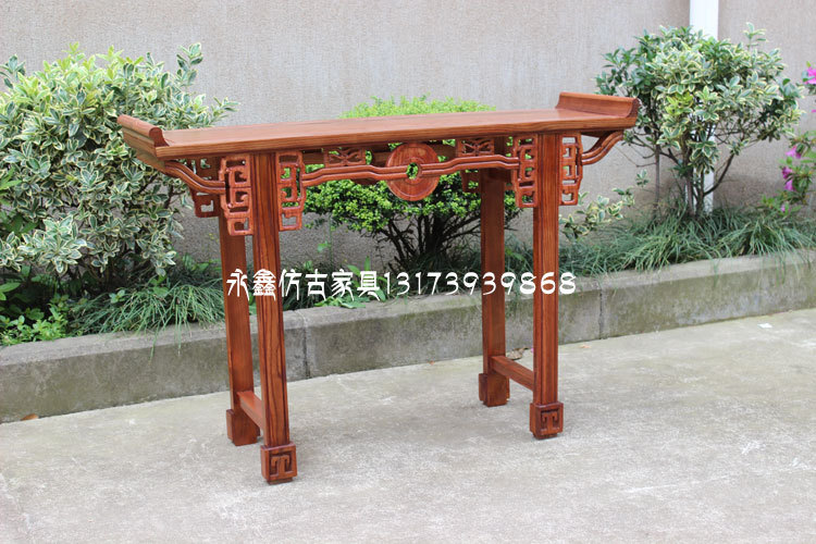 雅宜居/两抽屉 仿古明清实木家具 特价供桌翘头桌 条案花瓶桌产品详细