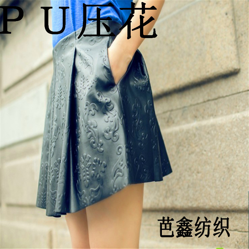 供应 弹力服装水洗皮革浮雕凹凸压花 韩版时尚女装面料厂家直销